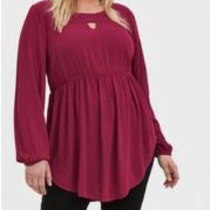 Torrid Size 3 BABYDOLL GAUZE KEYHOLE FRONT TUNIC TOP